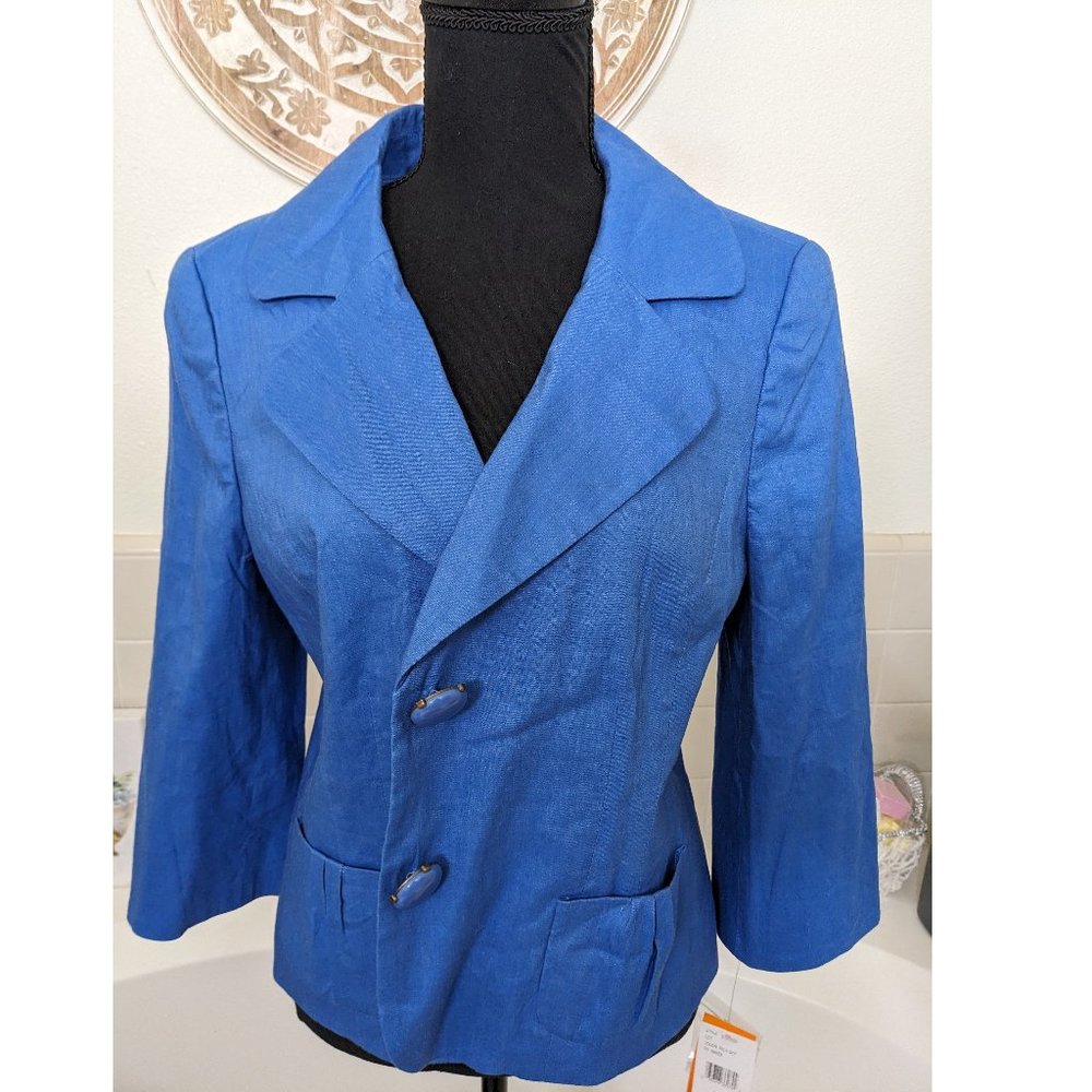 Cynthia Steffe Blue Linen Blazer Jacket Size 12 (NWT)